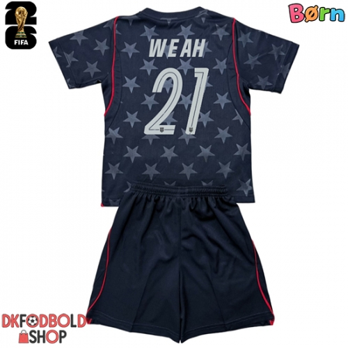 Forente stater Timothy Weah #21 Udebanesæt Børn VM 2026 Kort ærmer (+ korte bukser)